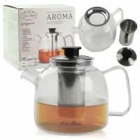 DZBANEK SZKLANY Z STALOWYM ZAPARZACZEM ZAPARZACZ DO HERBATY ZIÓŁ 1300 ML