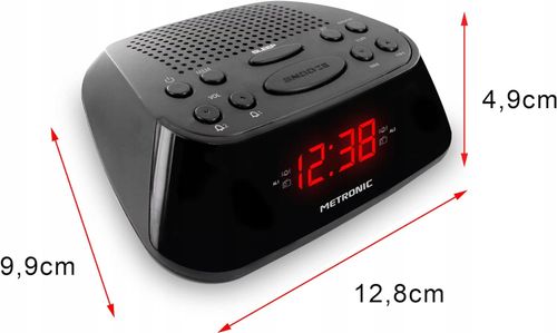 Radio sieciowe FM Metronic 477003 Radiobudzik, z podwójnym alarmem - Czarny na Arena.pl
