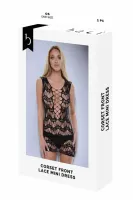 baci corset front lace mini dress black os - koronkowa sukienka z wiązaniem