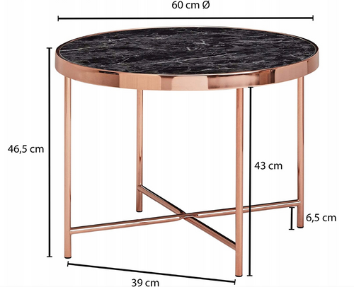 STOLIK MIEDŹ HARTOWANE SZKŁO GLAMOUR marmur na Arena.pl
