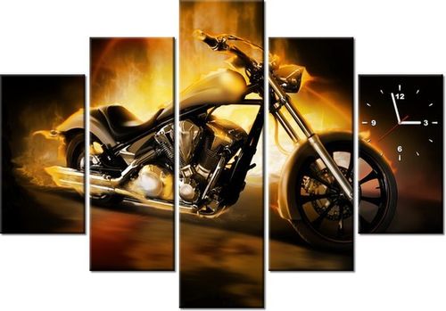 105CM 150CM ZEGAR 5 ELEM MOTOCYKL OGNIU DRUK OBRAZ na Arena.pl