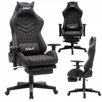 Fotel gamingowy z podnóżkiem ergonomiczny obrotowy regulowany czarny