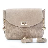 VERA PELLE torebka damska zamszowa listonoszka z paskiem V290 beżowa