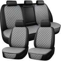 MATA OCHRONA NA FOTELE SAMOCHODOWE SKÓRZANE SKÓRA STUCZNA UNIWERSALNE KOMPLET szare
