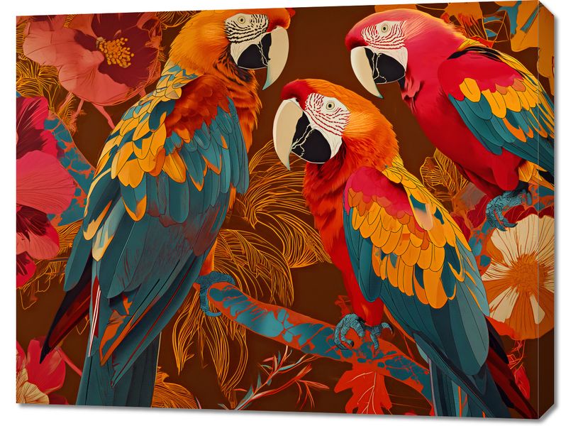 Obraz 90x70cm Kolorowe Ary zdjęcie 1