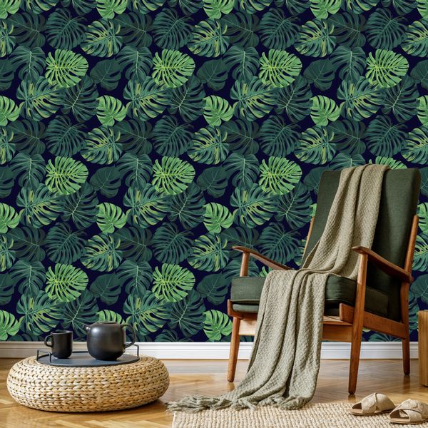 Tapeta W Rolce Duże LIŚCIE Tropikalne MONSTERA Rośliny Efekt 3D zdjęcie 7