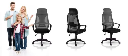 Fotel biurowy z mikrosiatką Praga - szary na Arena.pl