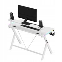 Biurko Gamingowe Ergonomiczne Komputerowe LED RGB Stolik Biurowy z Półką
