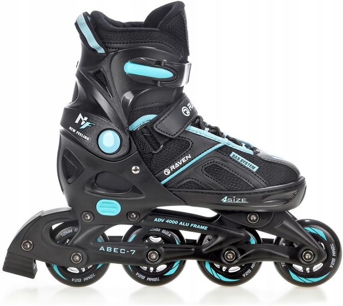 Rolki regulowane RAVEN Pulse Black/Cyan 33-36 zdjęcie 2