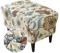 POKROWIEC NA PODNÓŻEK PUF ELASTYCZNY GŁADKI GRAFIKA PRINT KWIATY BEŻE