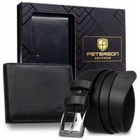 Portfel męski czarny skórzany elegancki klasyczny RFID zestaw prezentowy