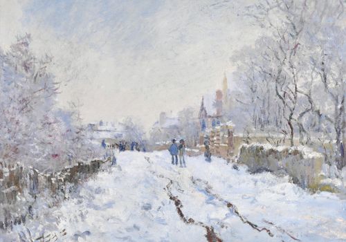 Plakat 100x70cm Snow at Argenteuil, Monet Vintage do Salonu na Arena.pl