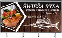 BANER REKLAMOWY 130x80 cm różne wzory twój tekst ŚWIEŻA RYBA Z GRILLA
