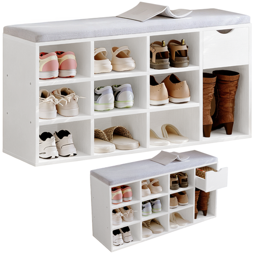 SZAFKA NA BUTY Z SIEDZISKIEM LOFT BIAŁA ŁAWKA PRZEDPOKÓJ NOWOCZESNA 100CM na Arena.pl