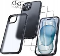 ETUI NA TELEFON IPHONE 15 ZESTAW 5W1 CZARNE ETUI + SZKŁO OCHRONNE UNIQUEME