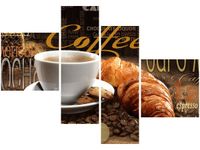 100 70CM OBRAZ 4 ELEM PORANNA KAWA DRUK PŁÓTNO RAMA