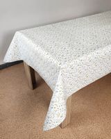 Obrus Biały Gładki Wzór Drobne Kwiatki Cerata 140cm x 10cm CA479