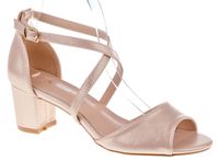 Sandały na obcasie słupku 6 cm. szampańskie Rozmiar obuwia - 36