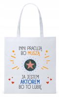 Torba Biała Eco Shopper Dla Aktora Aktorki Prezent Z Nadrukiem Ze Zdjęciem