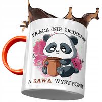 Kubek Pomarańczowy Śmieszny Praca Nie Ucieknie Z Nadrukiem Ze Zdjęciem