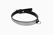 Wiązania-Whips Lakier, Obroża Damska Z Kryształkami, Czarna, 2Cm