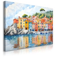 Obraz Do Salonu Sypialni Włoskie Wybrzeże Akwarele Krajobraz 70cm x 50cm
