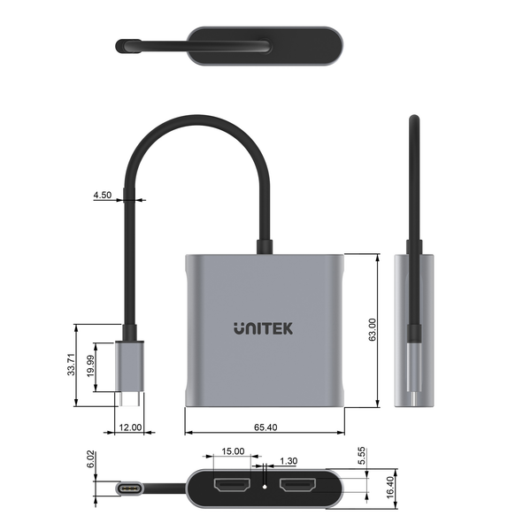 Unitek Adapter USB-C na 2x HDMI 4K MST zdjęcie 8