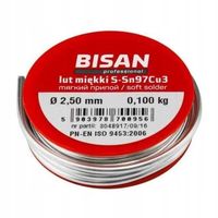 Lut miękki 2,5 mm 100g cyna do lutowania BISAN