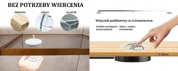 Włącznik ŚCIEMNIACZ PODBLATOWY 12V 5A bezdotykowy zdjęcie 2