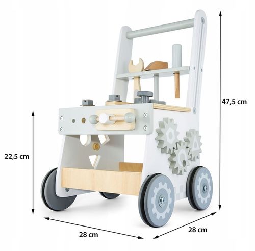 Drewniany Warsztat Dla Dzieci 3w1 Chodzik Pchacz Wózek 47 elementów Solidny na Arena.pl