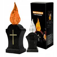 ZNICZ SOLARNY ŚWIECA LED CZARNY WKŁAD DO ZNICZY KRZYŻ CIEPŁY PŁOMIEŃ 17 CM