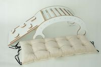 Bujak Montessori DREWNIANY XL +Poduszka Beżowa +Zjeżdżalnia +Ścianka ZESTAW