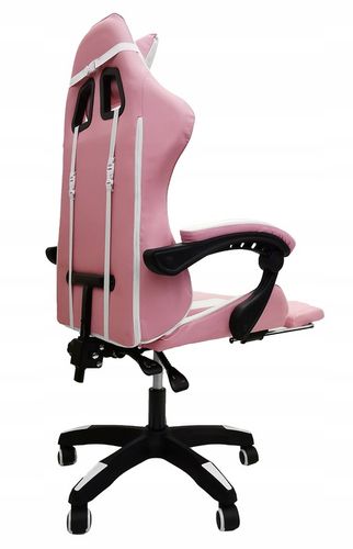 FOTEL GAMINGOWY GRACZA BIUROWY KOMPUTEROWY MASAŻ PODNÓŻEK KG104 RÓŻOWY na Arena.pl