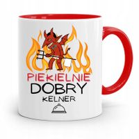 Dla Kelnera Kubek Czerwony Piekielnie Dobry Kelner Z Nadrukiem Ze Zdjęciem