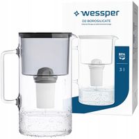 Dzbanek filtrujący szklany Wessper 3l Czarny + 1x Filtr aquaclassic