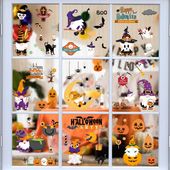 2 x NAKLEJKI NA OKNO HALLOWEEN NA SZYBĘ 9 ARKUSZY DWUSTRONNE DYNIE WZORY DU