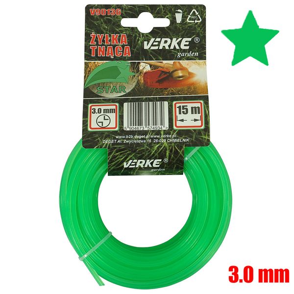 ŻYŁKA TNĄCA DO KOS I PODKASZAREK 3 MM 15 MB VERKE V90136 GWIAZDKA zdjęcie 1