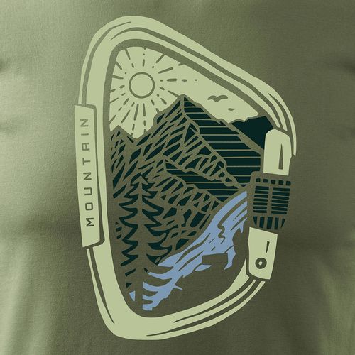 Koszulka z górami w góry karabińczyk trekkingowa męska khaki REGULAR L na Arena.pl