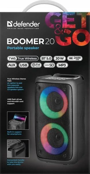 Głośnik bezprzewodowy Defender Boomer 20 Bluetooth 20W czarny x4 zdjęcie 3