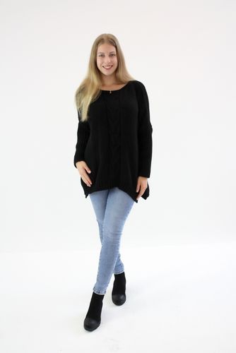 Sweter oversize warkocz Magda Czarny UNI na Arena.pl