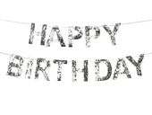 Baner Happy Birthday srebrny, 220 cm