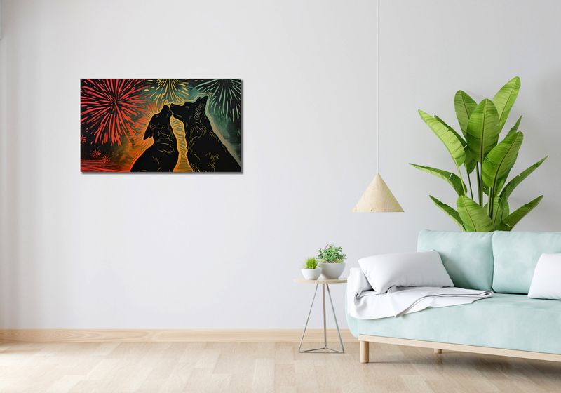 Obraz 90x50cm Psi Uścisk zdjęcie 2