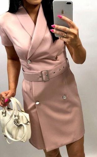 Sukienki Damskie na Komunię Chrzciny Sukienka Elegancka Ołówkowa Róż M na Arena.pl