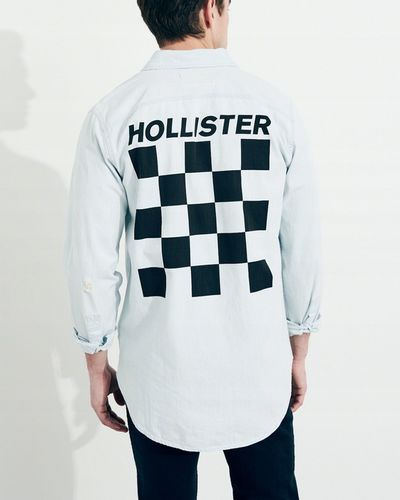 HOLLISTER Koszula Męska Graphic Denim Shirt USA M na Arena.pl