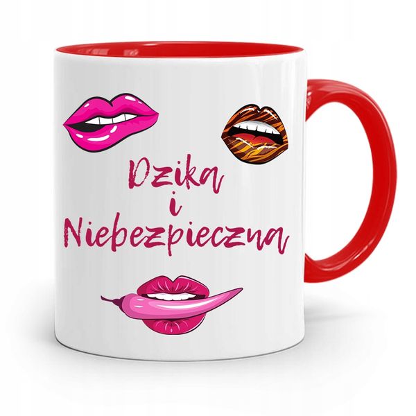 Kubek Czerwony Dla Dziewczyny Niebezpieczna Z Nadrukiem Ze Zdjęciem zdjęcie 1