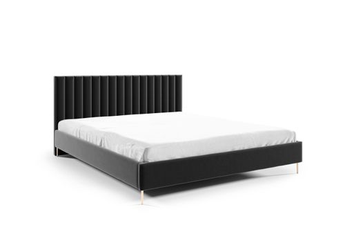 Czarne łóżko tapicerowane LILY / R100 140x200 cm na Arena.pl