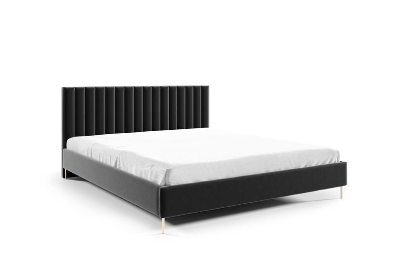 Czarne łóżko tapicerowane LILY / R100 140x200 cm zdjęcie 1