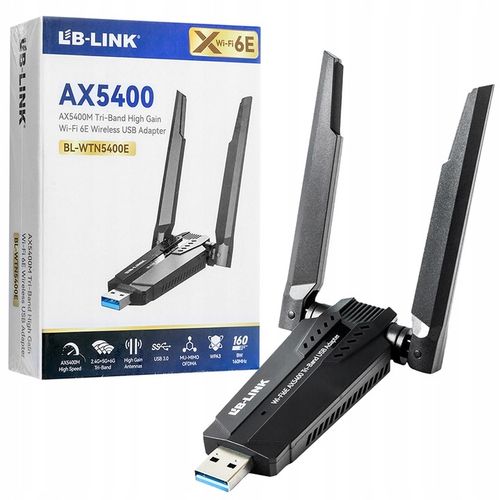 Adapter Karta Sieciowa WiFi na USB z Antenami Tri-Band 2.4GHz 5GHz 6GHz na Arena.pl
