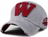 Czapka Jeansowa bejsbolówka z daszkiem litera W  KR17_Szary