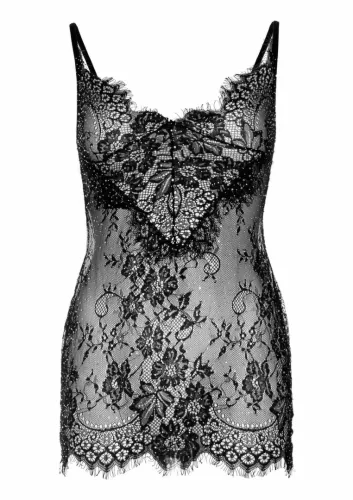 eyelash lace rhinestone mini dress & string - elegancki komplet na Arena.pl
